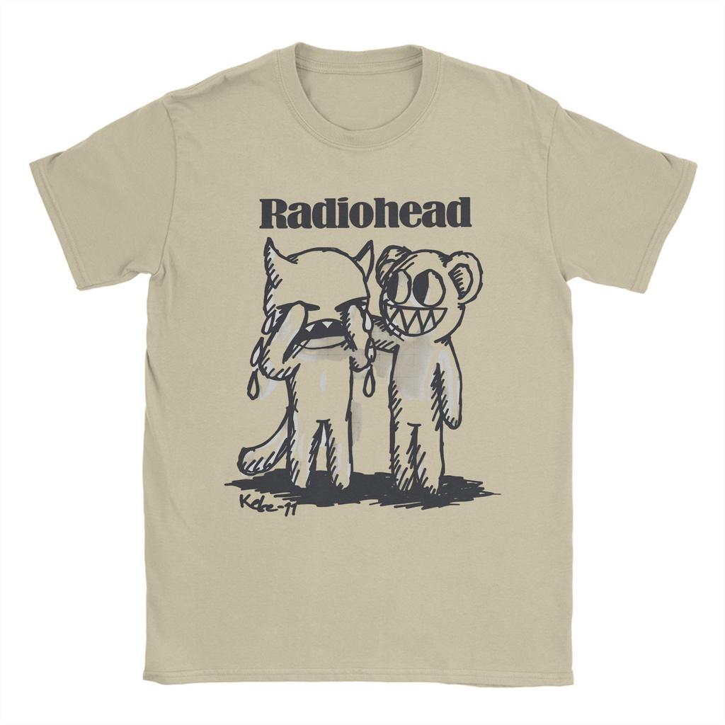 Radiohead Rock Band Cotton T Shirt For Man Summer  Aesthetic T Shirts Crew Neck Hippie Tees Plus Size Printed Tops