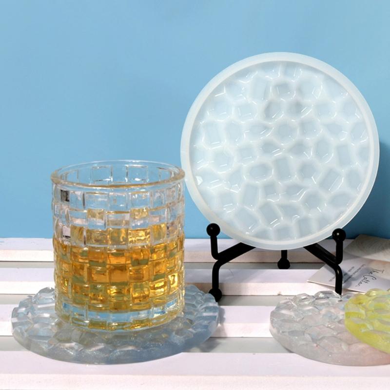 1/6 Stück Diamanten Unterseite Untersetzer Form Blume Herz Runde Form Epoxid Tassenunterlage Formen mit Diamanten Unterseite Harz Tablett Form