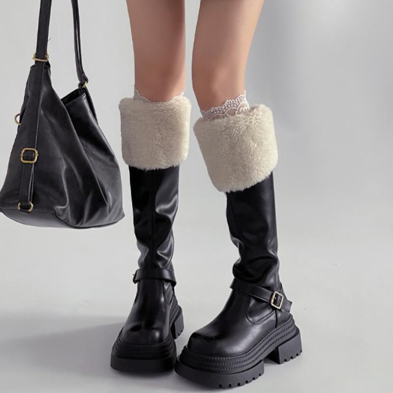 Winter Platform Thick Sole Women Knight High Boots Comfort Warm Cotton Snow Shoes Ladies Punk Height Increase Long Booties
