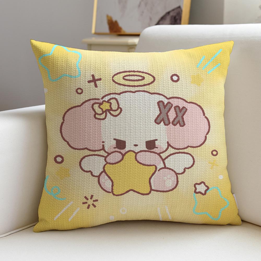 Sweet CCute NNonoS Cushion Cover Breathable and Skinfriendly Linen Pillowcase Square Removable and Washable Cushion