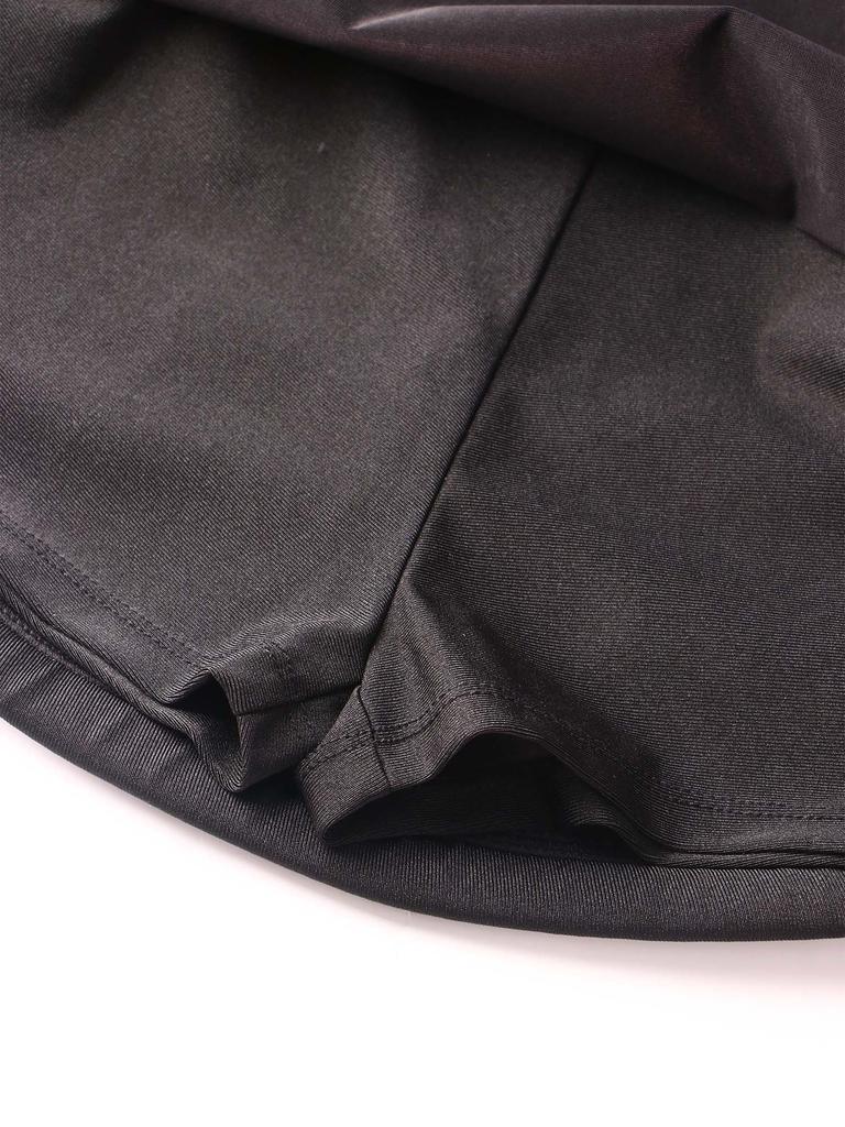 Kids Girls Alien Costume Patchwork Metallic Gloss Mock Neck Long Sleeve Back Zipper Built In Shorts Dress