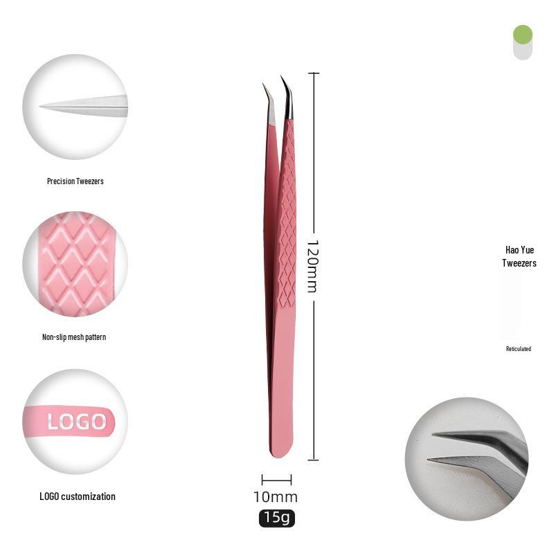 Golden Feather Stainless Steel Eyelash Tweezers for Grafting and Extensions