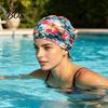 Soft Swim Cap Cloth Swimming Pool for Women, Breathable Colorful Ruffle Loose Fit Cap, Elastic Ear Protection Short Long Hair Bathing Hat