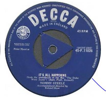 

7inch Record TOMMY STEELE - It s All Happening 45F11026 Decca 1958 UK Pop Used