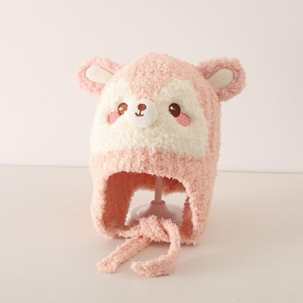 Cartoon Kids Earflap Beanie Thick Plush Lined Infant Winter Cap Toddler Warm Hat Cold Weather
