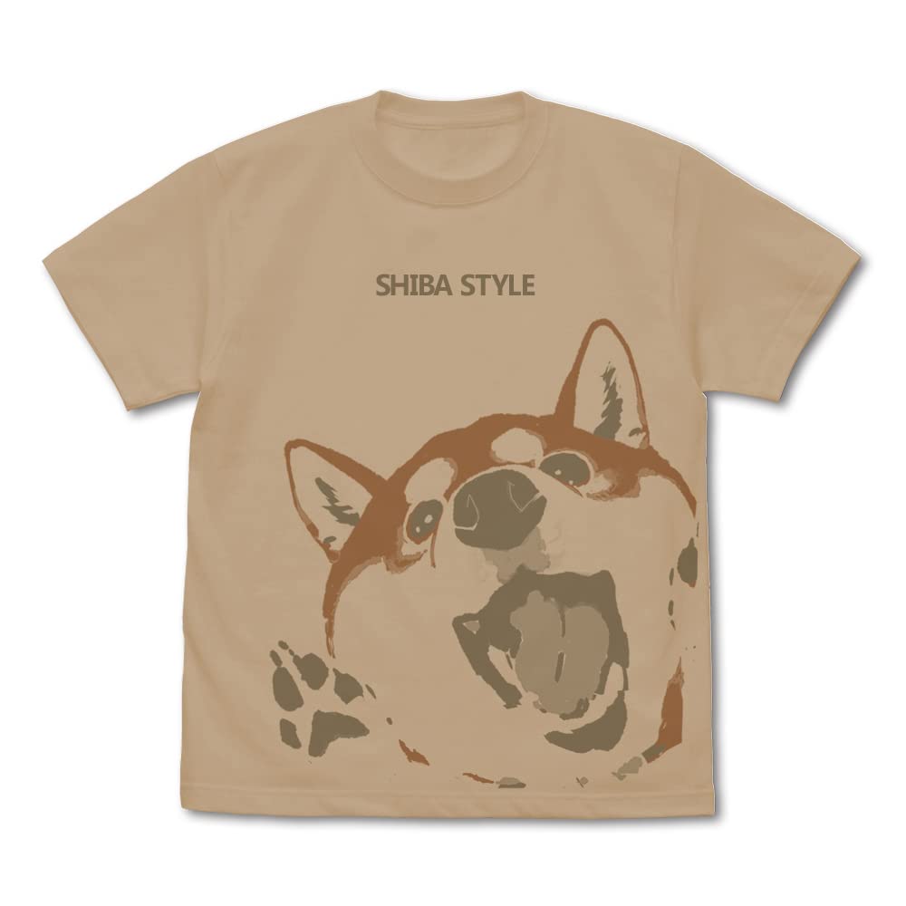 COSPA World End Shiba Inu and Yu Ishihara Teacher Design Haru-san Attack T-Shirt Light Beige Size L