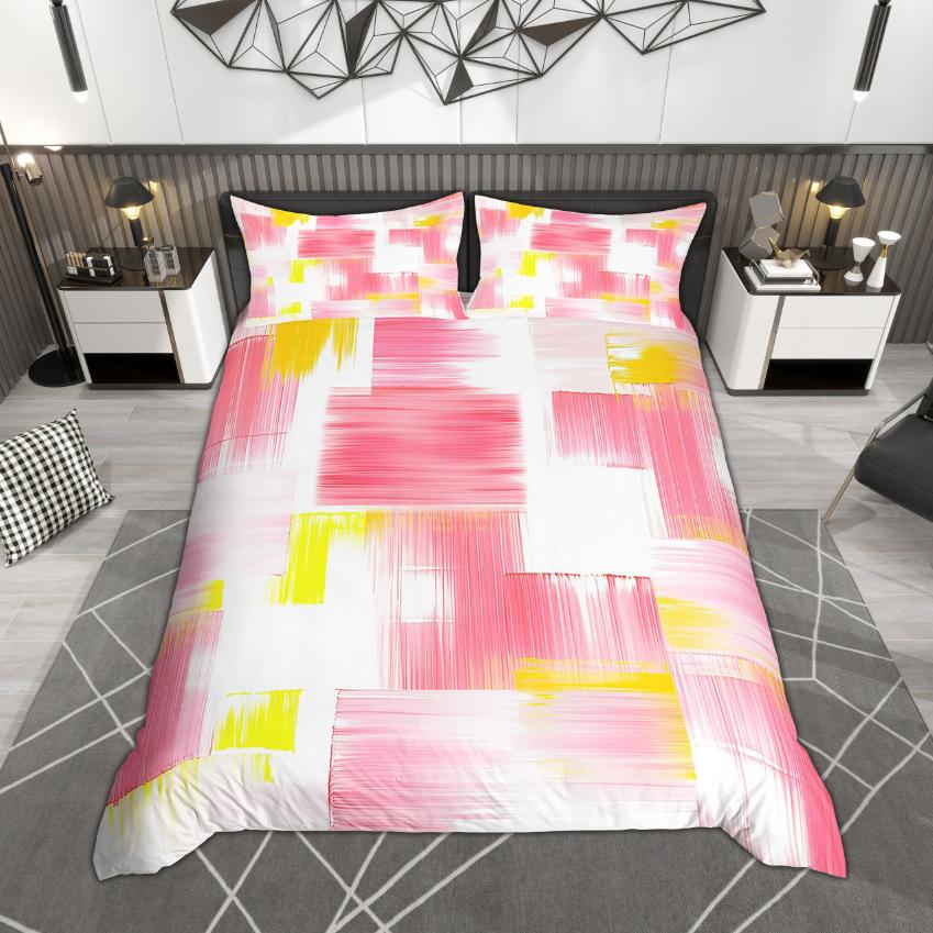 Homewish Aesthetic Ombre Duvet Cover Set, Chic Oil Painting Bedding Set, Hippie Graffiti Quilt Cover Set, Minimalist Room Decor