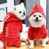 Halloween Weihnachten Lustiges Dinosaurier Katzen Kostüm mit Kapuze Winter Warm Fleece Haustier Overalls für Kätzchen Welpen Roupa Para Cachorro