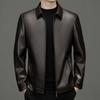 Haining is so good leather jacket spring and autumn new men's middle-aged and elderly fashion business lapel leather jacket sheepskin pattern jacket