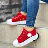 Scarpe di Tela Primavera Estate da Donna Moda Colore Caramella Sneakers con Zeppa Allacciatura Scarpe Singole da Donna Scarpe Piatte Casual da Donna
