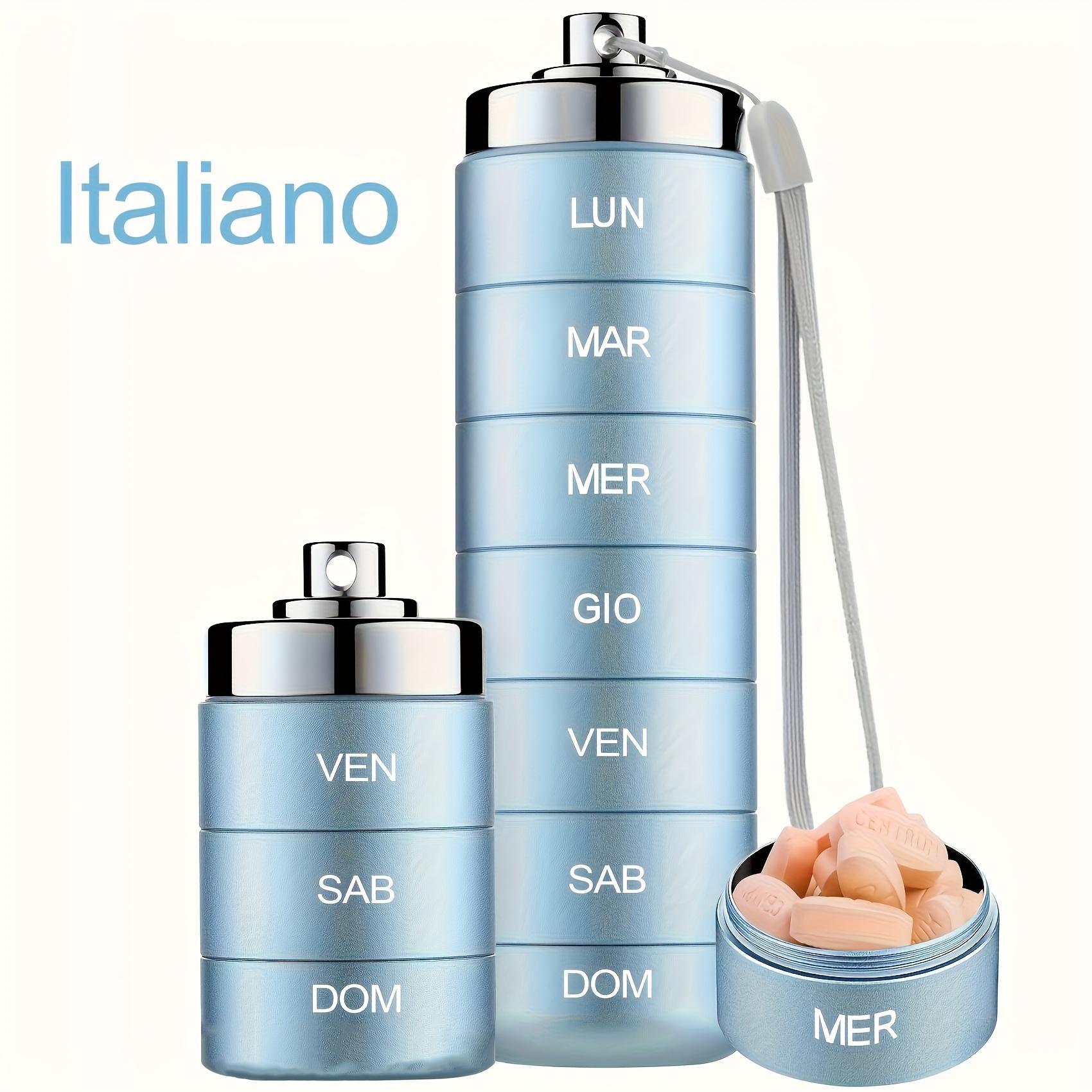

[Printed in Italy]Metal Travel Pill Organizer, Portable 7 Day Vitamin Organizer Stackable, Waterproof 1 Times A Day Pill Box синий
