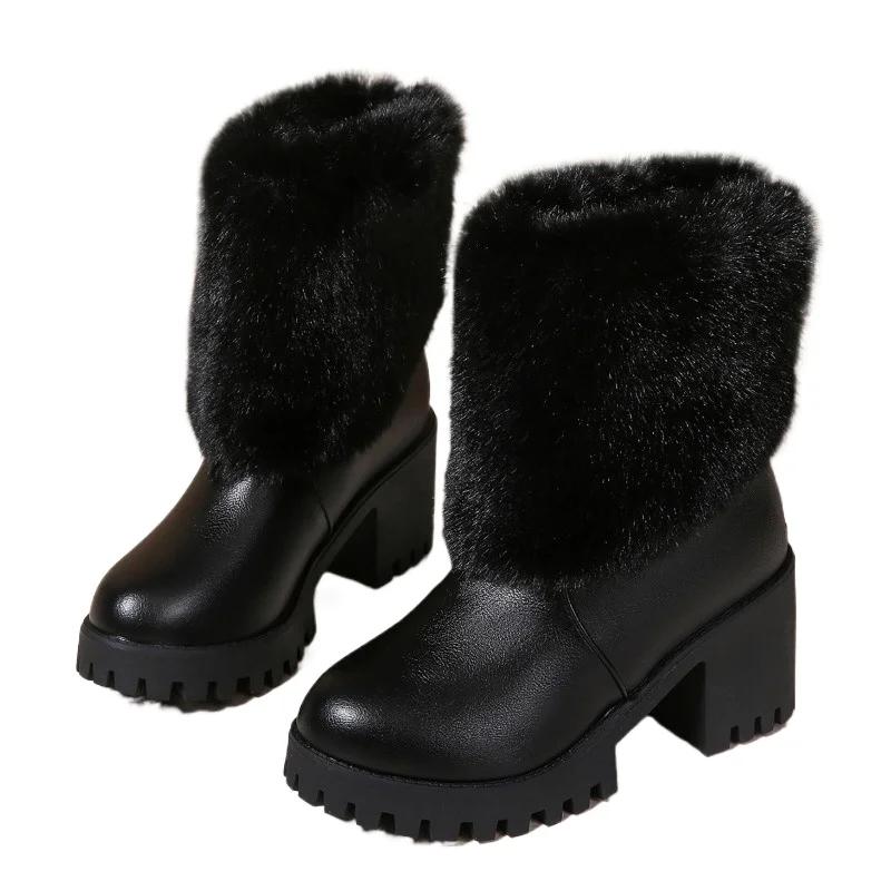 

Рим Современные Ботинки Обувь Женская 2024 Горячая Распродажа Ботильоны Женские Мода Круглый Носок Массивный Каблук Задняя Молния Обувь Большого Размера Женская 43 чёрный