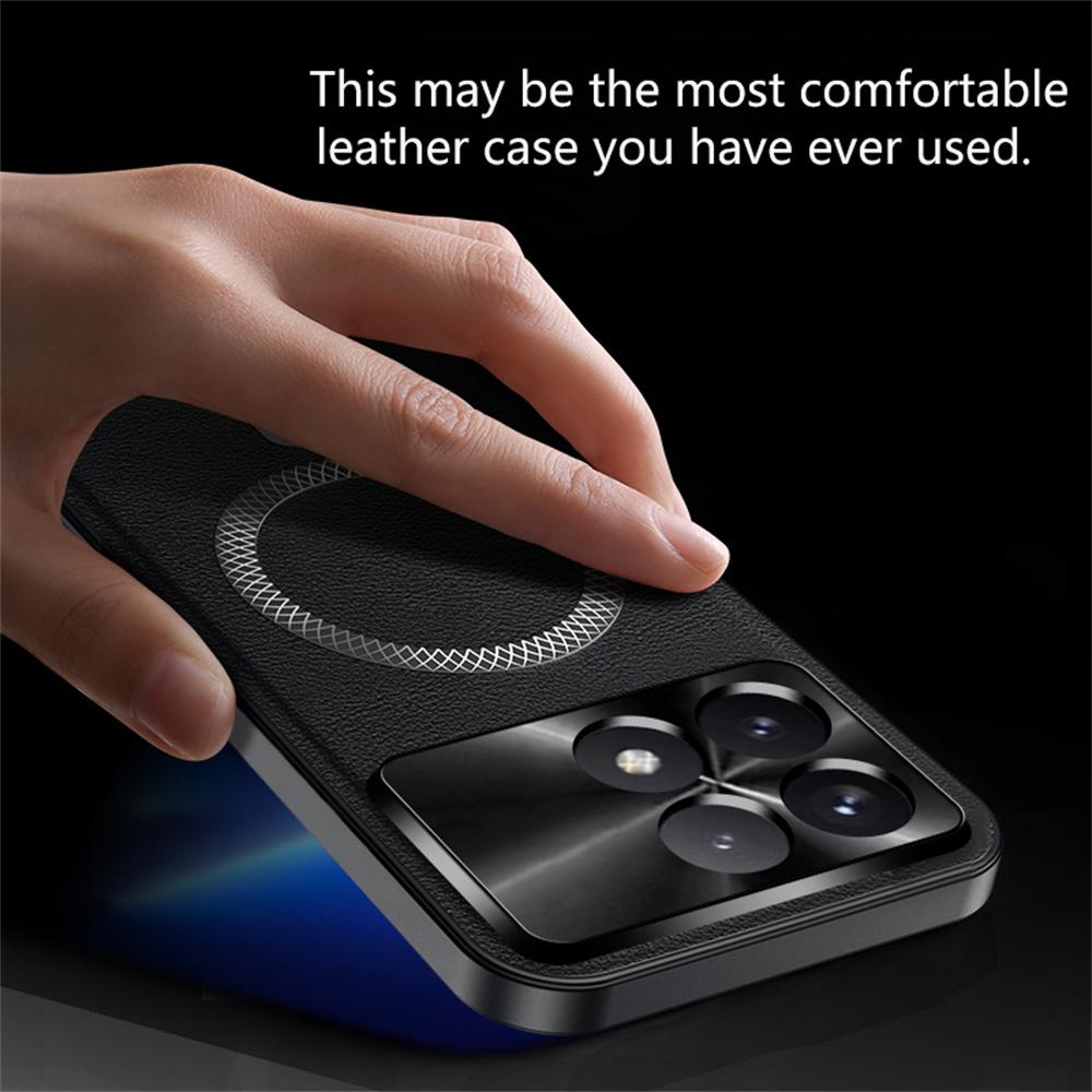 For Xiaomi Redmi K70E 5G/Poco X6 Pro 5G Case Compatible with MagSafe PU TPU PC Phone Back Cover with Metal Lens Frame