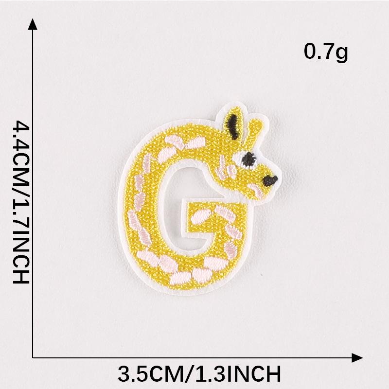 Duoku Embroidery Stickers 26 English Letters Pinyin Animal Adhesive Patch Stickers Clothing Accessories Hand Account Diy Cloth Stickers