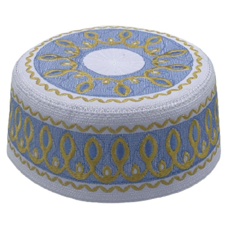 

Teens Embroidery Islamic Beanie Breathable Protecting Casual Pray Hat for Adult No. 52 світло-синій колір