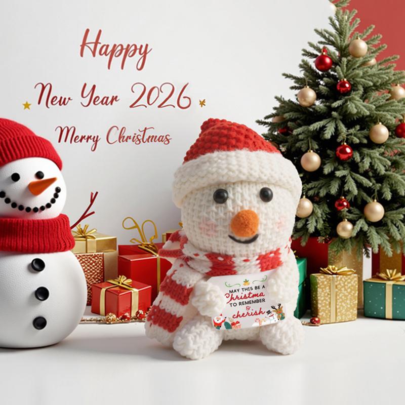 Crochet Christmas Gift DIY Handmade Dolls Cute Crochet Santa Claus Desktop Knitted Figurines Navided Xmas Decor Desktop Ornament