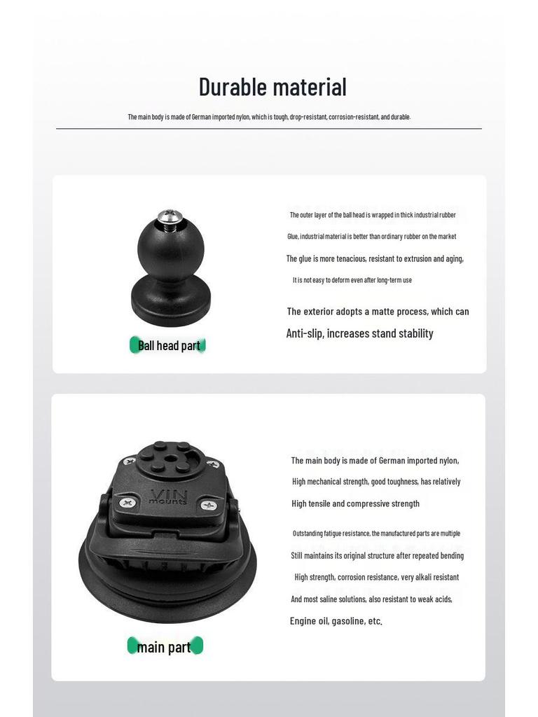 VIN Off-Road Anti-Shake Suction Cup Phone Holder for Car Windshield with 1-Inch Ball Head