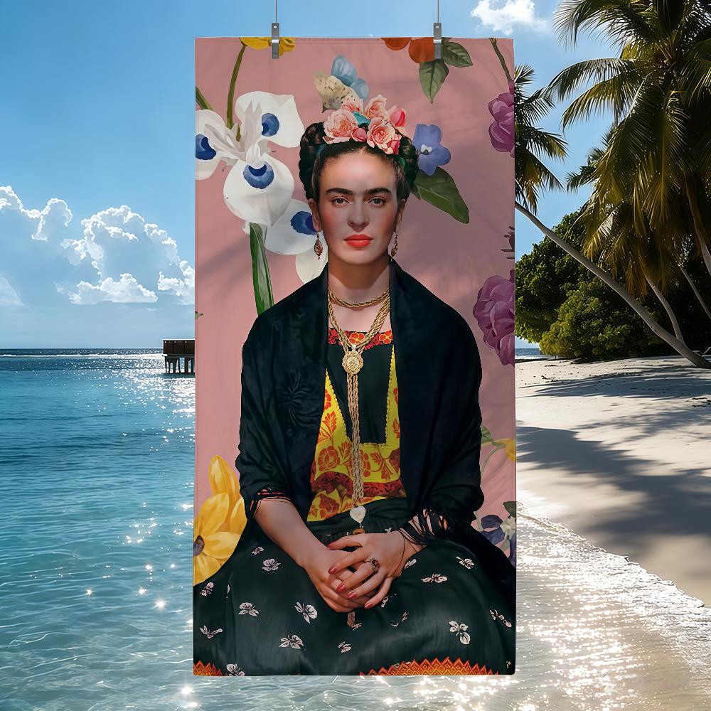 Classic Art F-Frida Flower K-Kahlo-S Towel Quick Drying Beach Towels Are Suitable For Swimming Pools Camping Yoga And The Gym