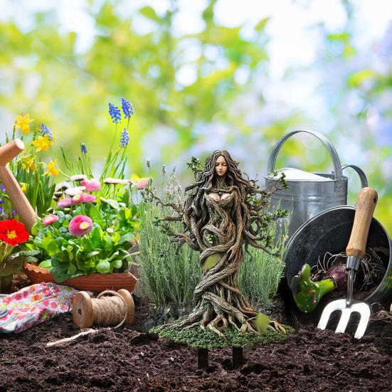 Dřevěný elf Akrylová cedule Kolík Odolný proti povětrnostním vlivům 2D Plochý Víla Hrot Rostliny Květináč