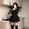 Rich family daughter high-end flower bud dress women's autumn small black dress birthday small gift dress princess fluffy short skirt