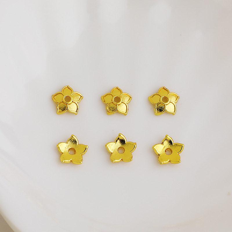 18K Gold Plated Crystal Five-Petal Flower Cap Beads for DIY Jewelry Making.