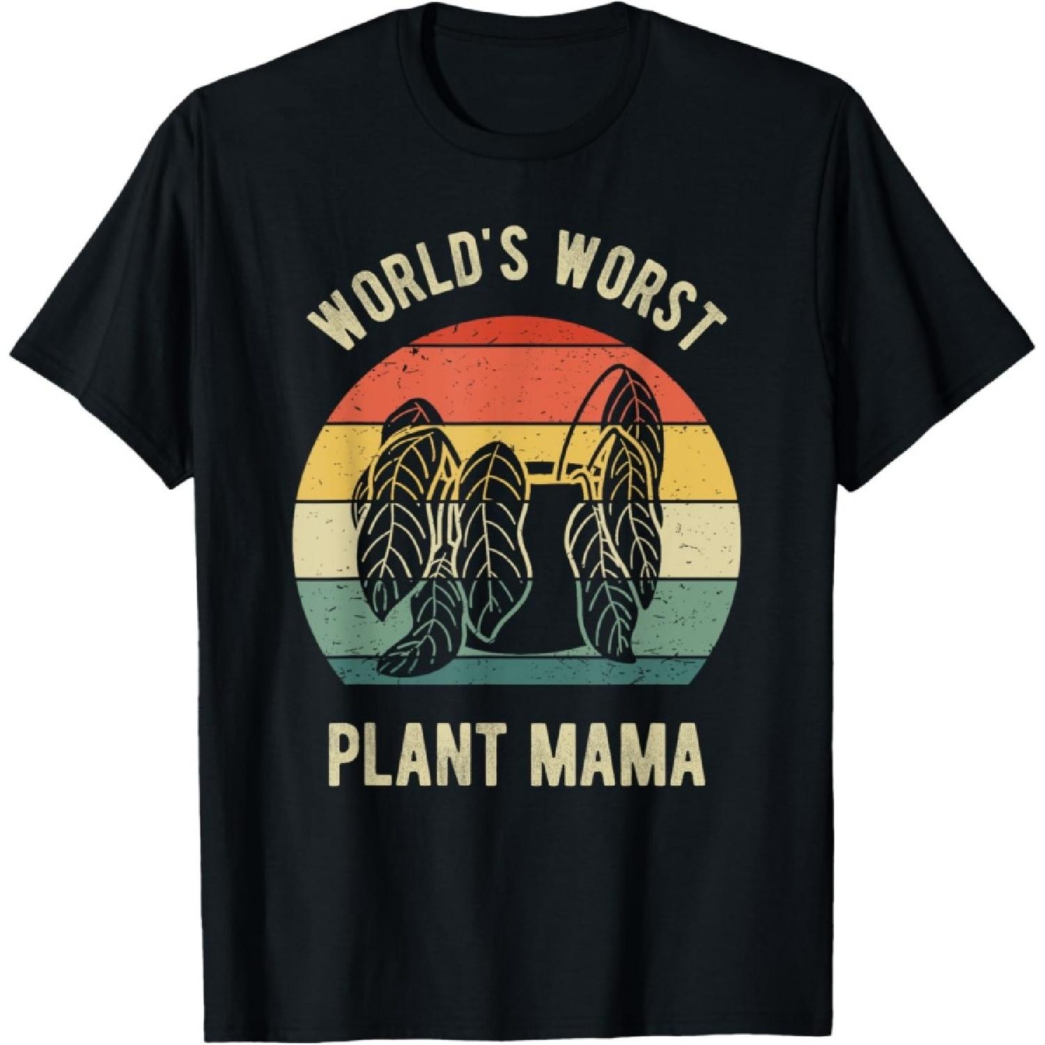

World s Worst Plant Mama Farmer Gardener Sad Plant Mommy T-Shirt(8) XXXXXL чорний