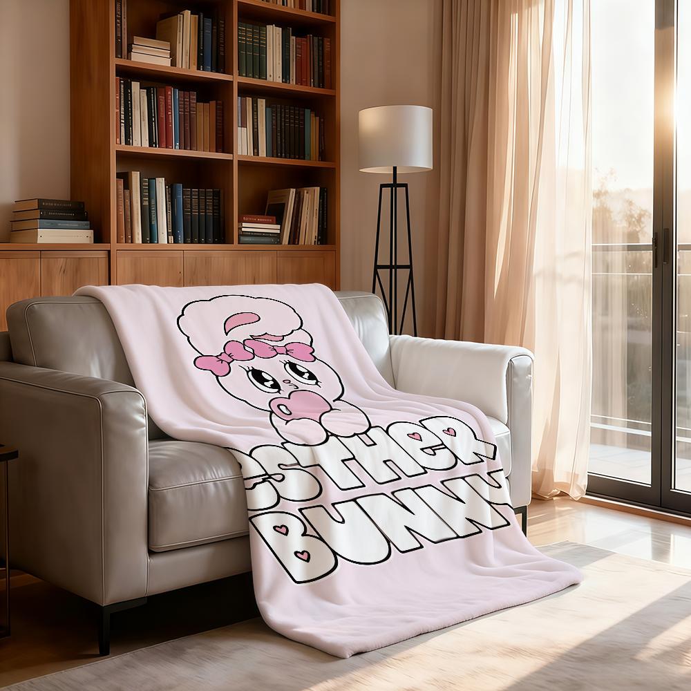 Kawaii Cute E Esther B BunnyS Cartoon Blanket For Soft Throw Blanket for Picnic Bed Sofa Home Bedroom Cozy Warm Comfortable