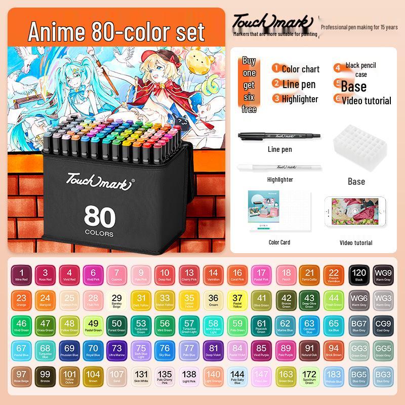 Dual-Tip Art Marker Set - 120 Colors, Hard Tip, Oil-Based for Students