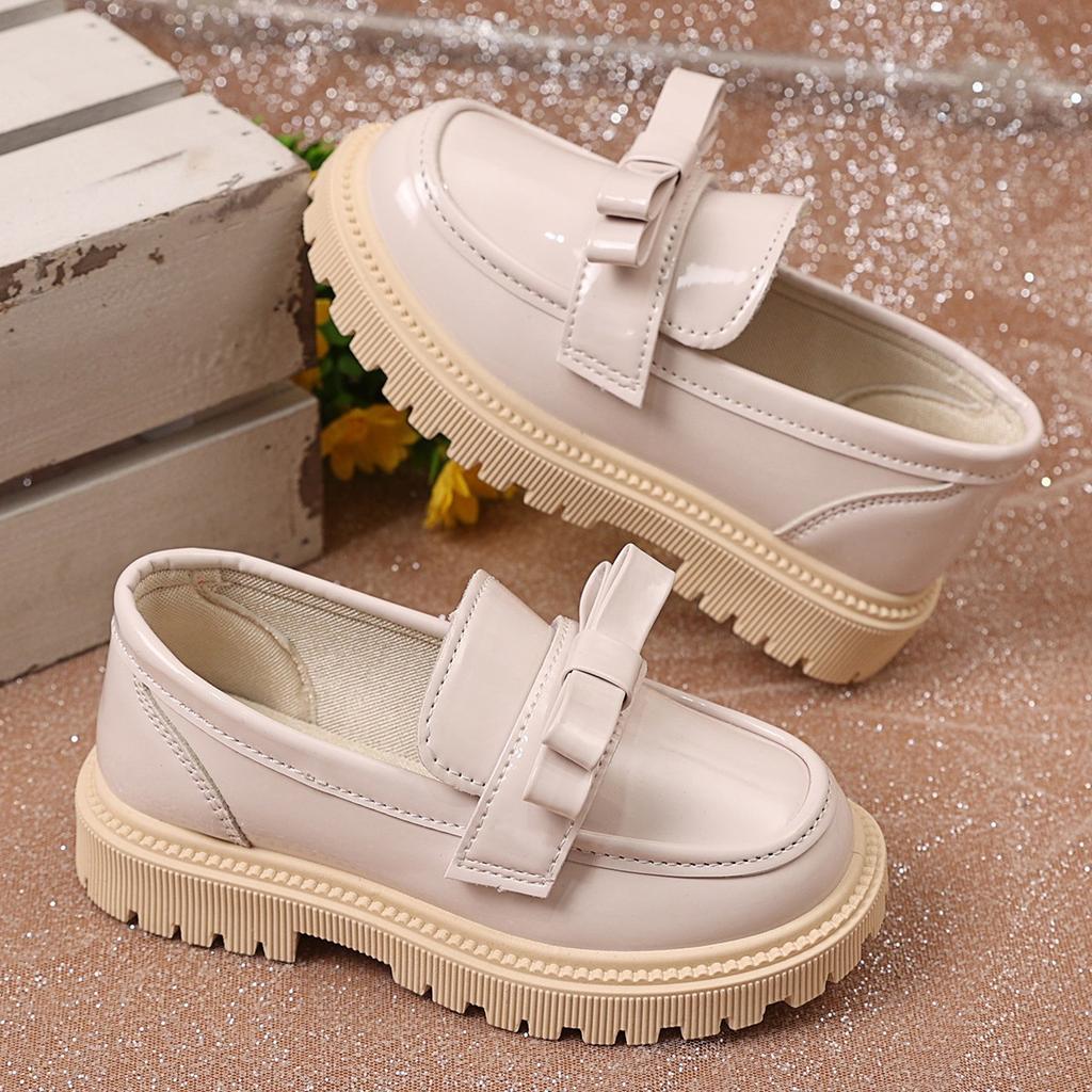 Girls Flats for School Students Black Uniform Shoes Round Toes Glossy  Spring Autumn Children Leather Shoes British Style