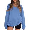 Women's Long Sleeve V-Neck Sweatshirt Color Casual Pullover Top