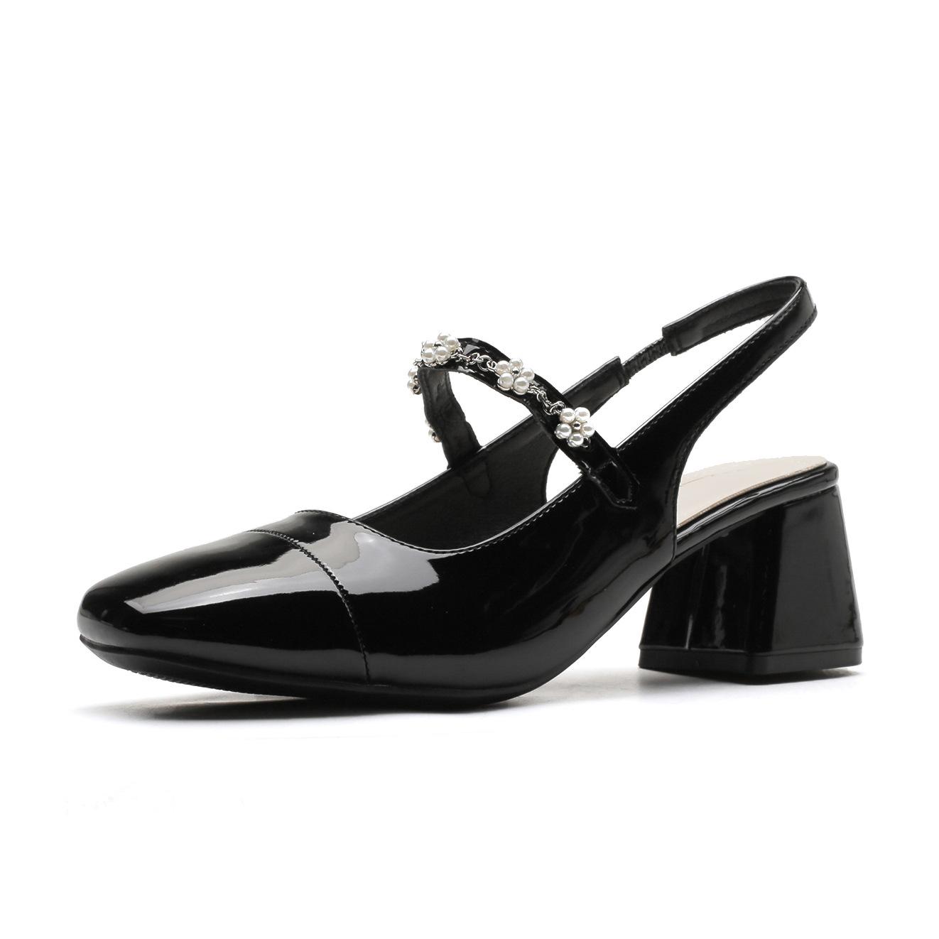 

Yuexinwang leather flat for Huizhou women s shoes heels small fragrant cool slippers women s summer wear bag head high heel sandals 35 чёрный