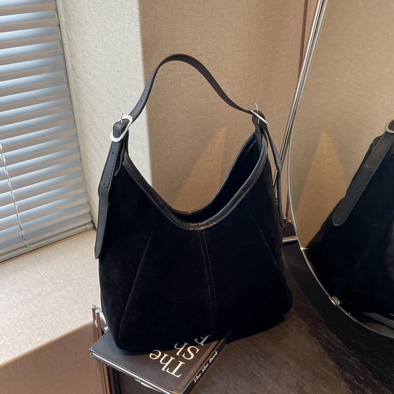 Semišová taška přes rameno pro ženy Vintage Jednobarevné Jednoduché Velkokapacitní Kabelky Podzim Zima Neformální nákupy Crossbody kabelky