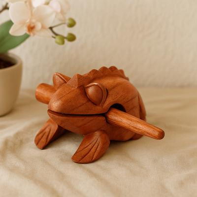 Wooden Croaking Frog Guiro, Small 2.5 Inch