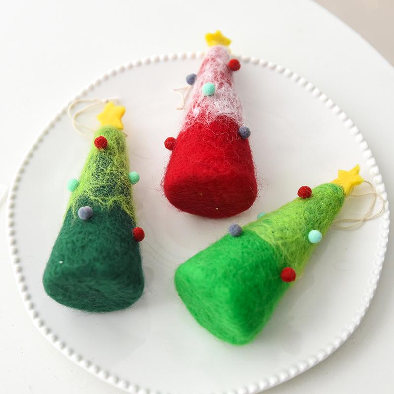 NUCHI Wool Felt Mini Christmas Tree Ornament - Desktop Decoration Pendant