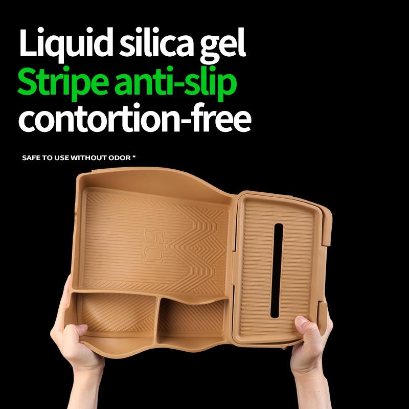 Car Under The Center Console Silicone Mat Storage Box Anti Slip Organizer Pad For DENZA D9 2026 Interior Auto Accessories