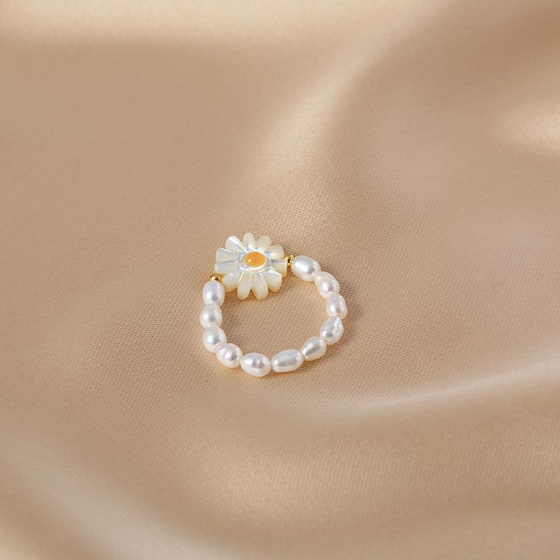 Hot Sell Elegant Sunflower 100% Natural Freshwater Pearl 14K Gold Filled Female Ring For Women Party Gifts Cheap