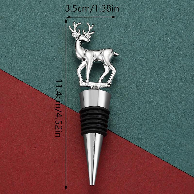 1pc Elk Wine Stopper Expanding Beverage Bottle Stopper Preservation Red Wine Cork Metal Bottle Champagne Stopper Christmas Tree