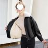 2025 Women's Petite Leather Jacket: Short, Fleece-Lined, and Perfect for Spring, Autumn, and Winter