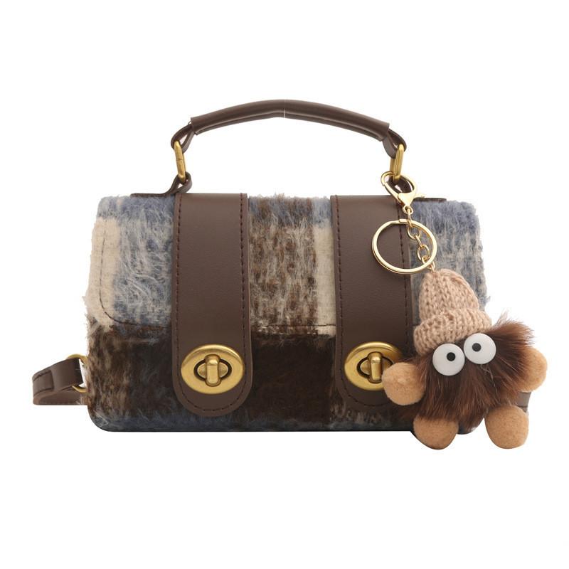 

Trendy High-end Plaid Handbag For Women 2024 Spring New Stylish Shoulder Crossbody Bag Blue Green Brown Coffee синий