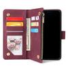 Leather Zipper Wallet Phone Case with Bracket for iPhone 12/XS