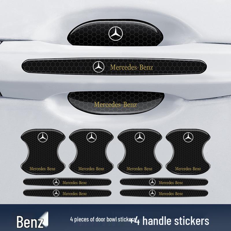 Black Reflective Rhombus Car Door Handle Protector: Anti-collision, Anti-scratch, Wear-resistant Sticker