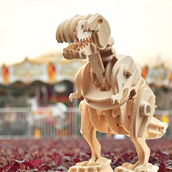 3D Wooden Puzzle Dinosaur Series Tyrannosaurus with Japanese Instructions Tsukurundesu® Battery-Operated (D200 (Large))
