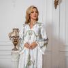 SW1003 Middle Eastern Cross-Border Muslim Women's Beaded Print Long Abaya Dress.