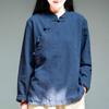Camicia Retro Cinese a Maniche Lunghe da Donna Primavera e Autunno Ampia Colletto alla Coreana Top con Bottoni a Piatto per Servizio da Tè