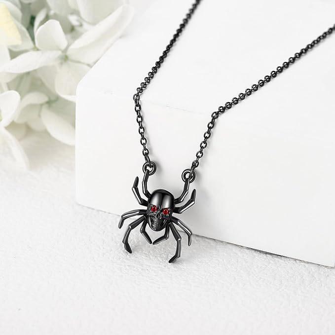 New Halloween Simple Spider Skull Pendant Punk Three-dimensional Insect Necklace Necklace