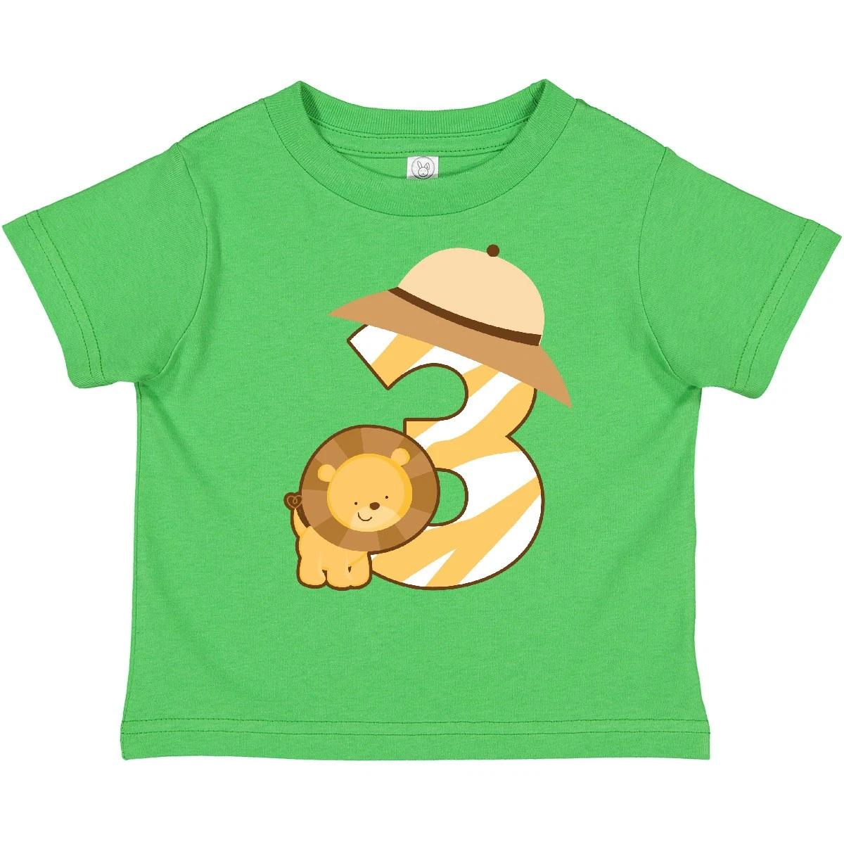 

Inktastic 3rd Birthday Jungle Safari Lion 3 Year Old Toddler kids boys T-Shirt Three Theme 150