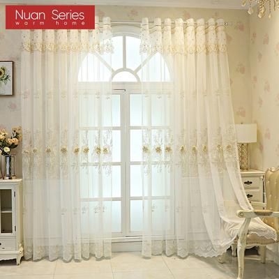 1PC Nuan Series European Luxury Embroidered Sheer Curtain Transparent White Tulle for Living Room Bedroom Window Decoration Home Decor