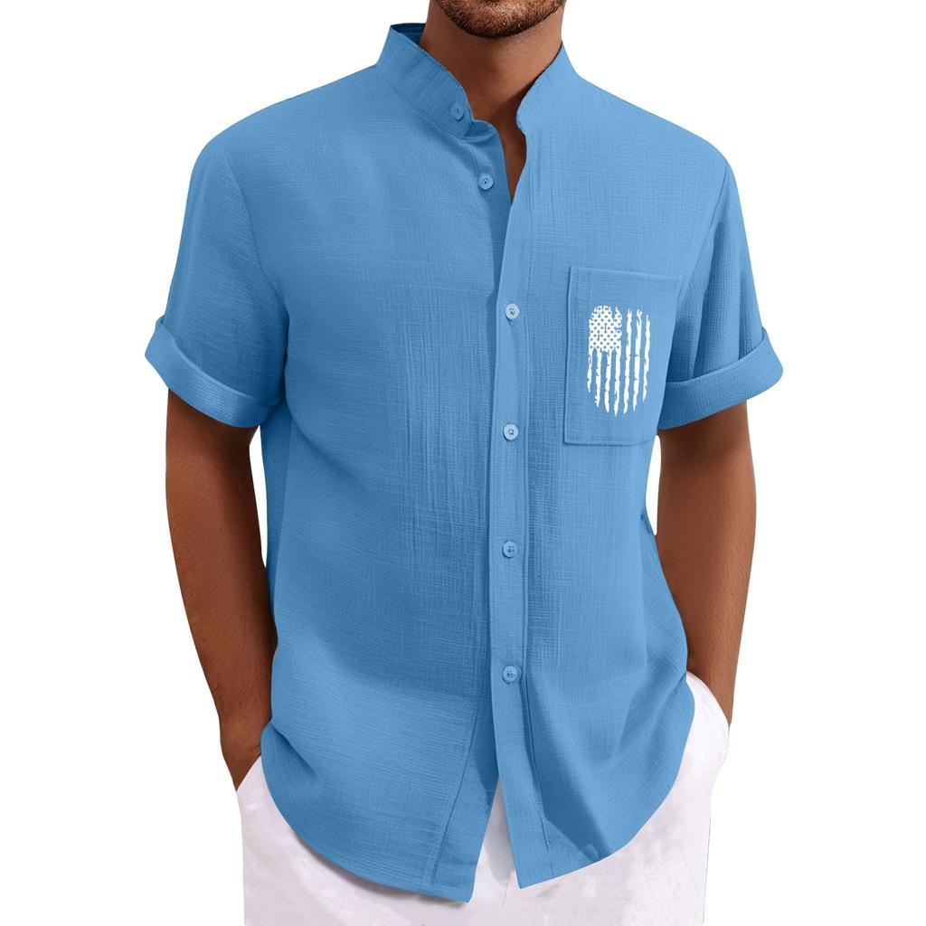 Men'S Casual Loose Short Sleeved Printed Shirt With Fashionable Top