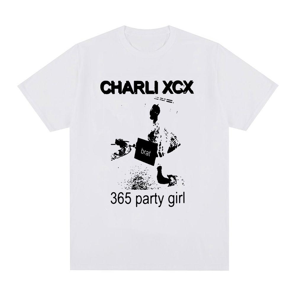 

Charli Xcx 365 Party Girl Brat Album T Shirt Men Women Fashion Harajuku Tshirt High Quality Casual Vintage Cotton Tshirts S