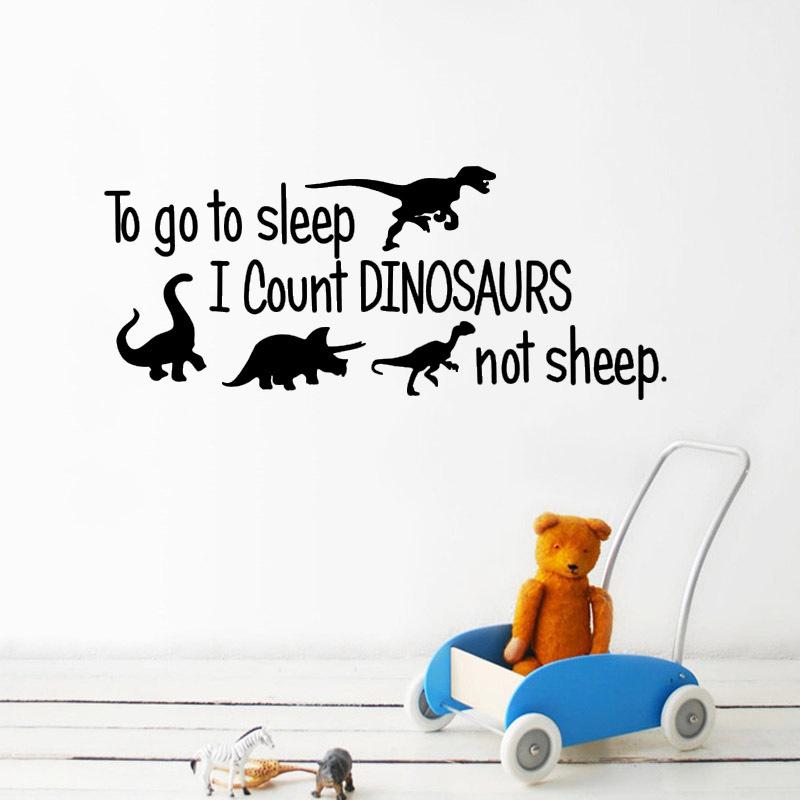 To Go To Sleep I Count Dinosaurs Not Sheep Wall Sticker For Kids Room Decoration Mural Art Decals Wallpaper Home Decor Stickers